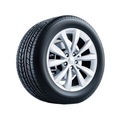Obraz premium Close-up of a modern car tire with rim. transparent background