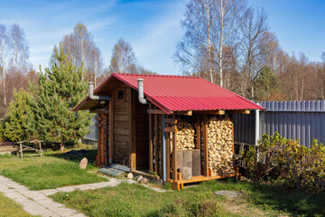 Rustic Outdoor Wooden Toilet in Countryside Setting