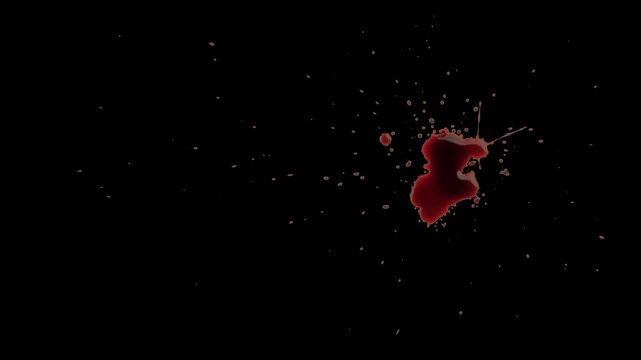 Blood splatter on black png background Overlay video footage.