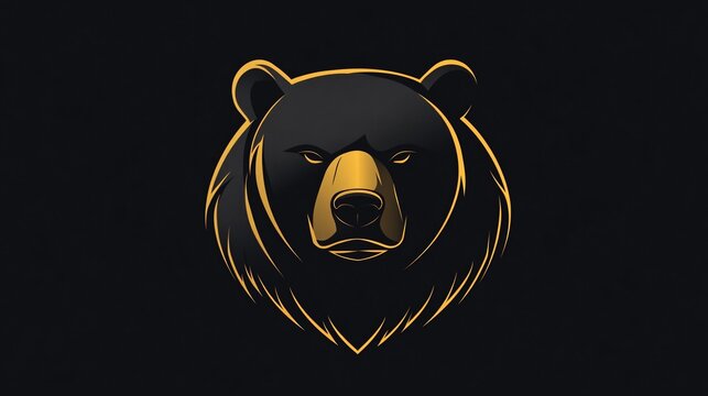 Stylish Bear Logo on Black Background centered Wide Angle