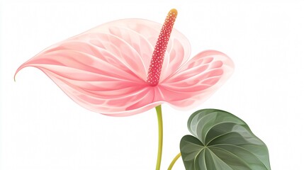 Elegant Blush Pink Anthurium Flower Isolated on White Background