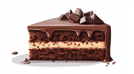 Delicious Chocolate Chunk Cake Dessert Wide Angle