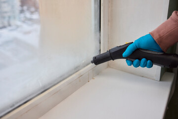 Efficient Steam Cleaning of Windows Utilizing Specialized Professional Equipment and Tools