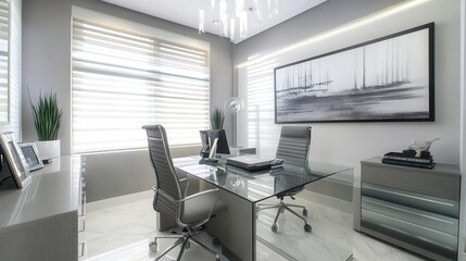Modern Ergonomic Workspace with Glass Desk