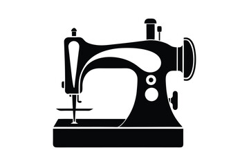 Sewing Machine Silhouette, Sewing Machine Old Retro Vintage Icon Vector Illustration Design and Craft