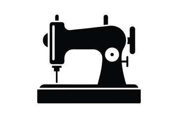 Sewing Machine Silhouette, Sewing Machine Old Retro Vintage Icon Vector Illustration Design and Craft