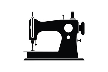 Sewing Machine Silhouette, Sewing Machine Old Retro Vintage Icon Vector Illustration Design and Craft