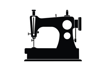 Sewing Machine Silhouette, Sewing Machine Old Retro Vintage Icon Vector Illustration Design and Craft