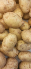 Freshly harvested potatoes displayed in a market for local shoppers and chefs to purchase