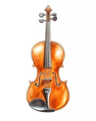 Fototapeta premium Watercolor illustration of a classic violin, beautifully detailed and isolated on a white background