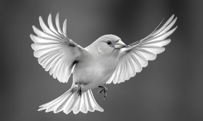 Fototapeta premium White bird, wings spread, graceful flight.