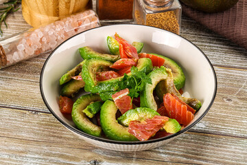 Salad with avocado and salmon