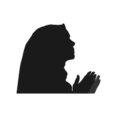 Silhouette of muslim woman praying hands dua or doa amen. side view. concept of worship, ramadan, islam. vector illustration