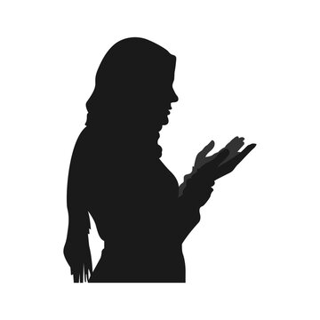black silhouette woman praying clip art preview