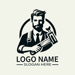 Carpenter Logo Design, Woodworking Logo, Construction Logo with Saw, Handyman Logo, Vintage Carpenter Logo