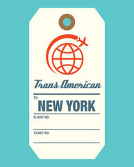 Travel luggage tag vector design with globe and airplane icon in aviation concept style  © nurendah