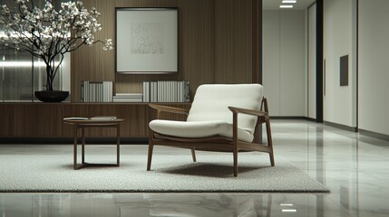 Elegant office chair, table, decor.