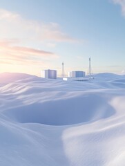 Obraz premium Remote Research Station in Snowy Landscape 