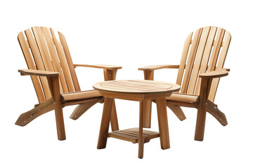 Patio teak furniture isolated, cut out