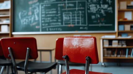 In a scholarly setting, a chalkboard brims with complex equations and geometric forms, echoing the intellectual pursuit and curiosity of academia.