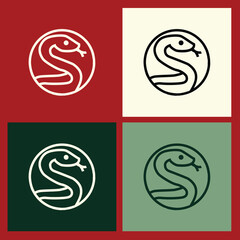 Wooden Snake Outline Logo for Chinese New Year, Featuring a Minimalist and Sophisticated Design to Represent Renewal, Luck, and the Spirit of Celebration