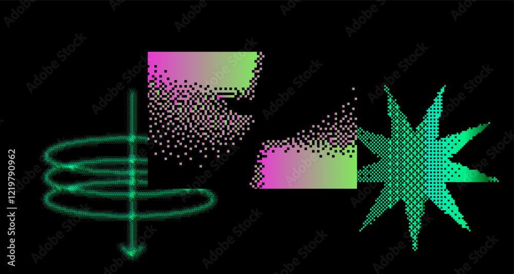 Poster brutalism and internet pixel graphics inspired vector collage made with simple geometric shapes and 