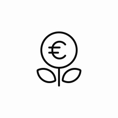 euro growth icon sign vector