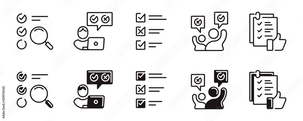 Aufkleber simple multiple choice survey icon line set business questionnaire select option feedback evaluation signs vector outline illustration