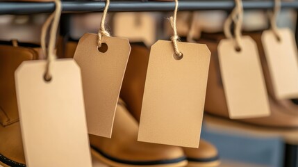 Sale Tags in Shoe Store with Natural Lighting