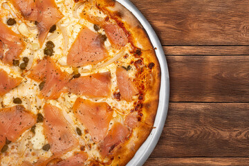 Salmon Pizza with black background
