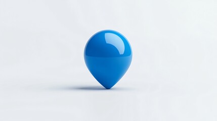 Wide Angle Blue 3D Location Pin Icon Centered Composition