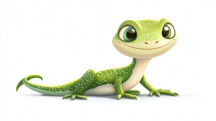 Cute Green Lizard Cartoon Illustration for Vector Reptile