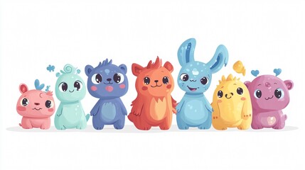 Adorably Cute Group of Mascots Wide Angle Shot