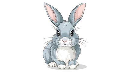 Fototapeta premium Adorable Bunny Illustration with Large Fluffy Ears and Soft Gray Fur