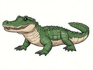 Obraz premium Cute Alligator Cartoon Illustration Green Reptile Drawing