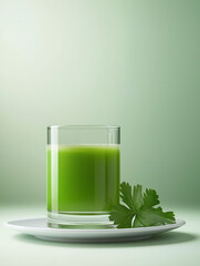 Gesunder grüner Smoothie mit frischen Kräutern in einem Glas

