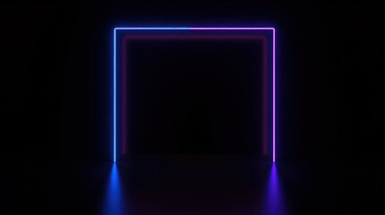 Glowing Neon Vertical Rectangle Frame on Black Background