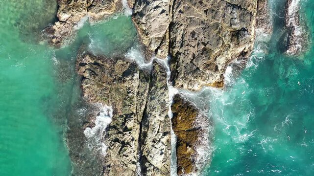 Verical aereal video of ocean and beach