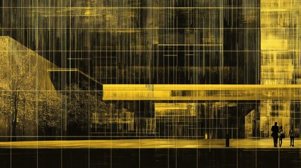 Obraz premium Abstract Urban Landscape: Golden Hues and Geometric Architecture
