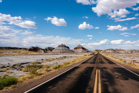 Highway traveling through Painted Desert