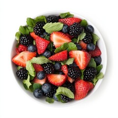 Fototapeta premium A refreshing mixed berry salad with strawberries, blackberries, and blueberries