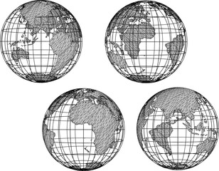 Vector sketch illustration silhouette design globe globe decoration classroom interior accessories