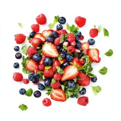 A refreshing mixed berry salad with strawberries, blueberries, and raspberries