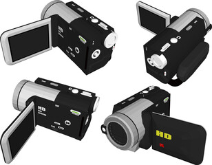Vector sketch illustration silhouette design of camera video camcorder for taking pictures