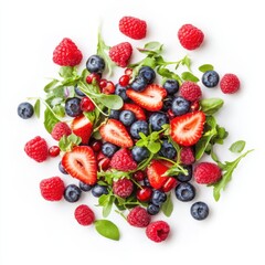 Obraz premium A refreshing mixed berry salad with strawberries, raspberries, and blueberries