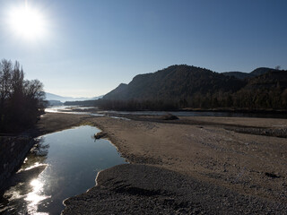 View of the Cinca river as it passes through Ainsa. Huesca. Aragonese Pyrenees. Spain