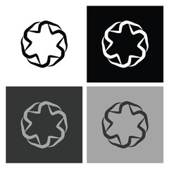 Stylish Black and White Radial Icon. Monochrome Graphic for Web Elements, Logos, and Contemporary Branding Needs