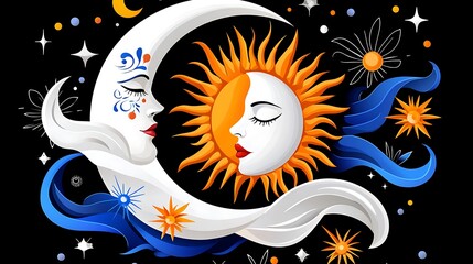 Celestial Dance of Sun and Moon A Cosmic Embrace