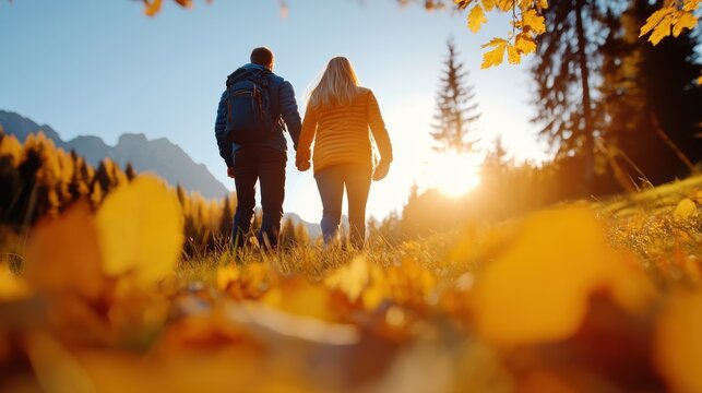 Family enjoying a vibrant autumn weekend in nature together