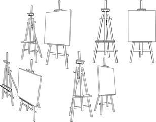 Vector sketch illustration silhouette design of standing painting canvas for artists
